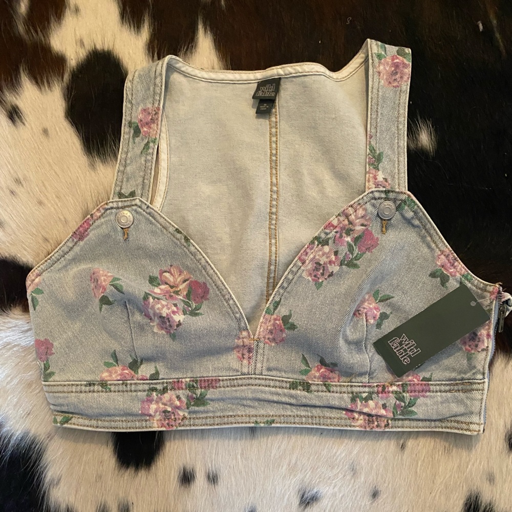 Floral 🌹 Denim Women's crop bralette